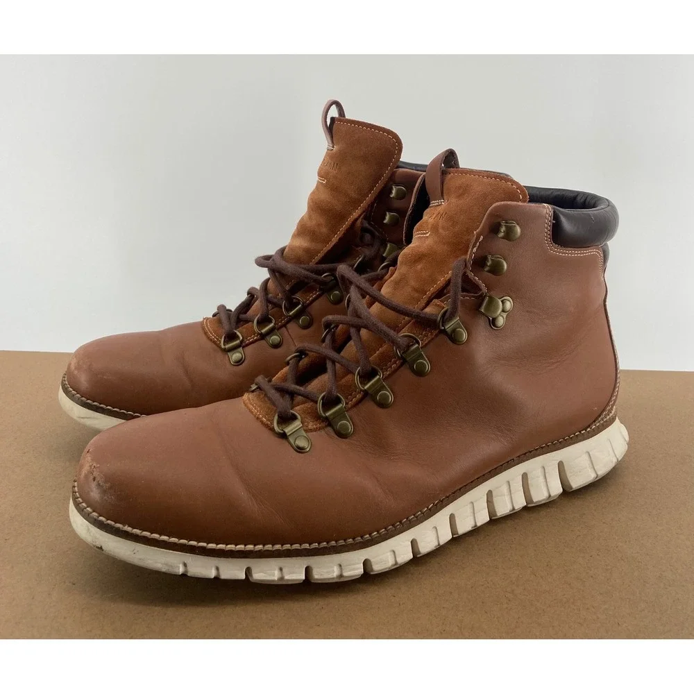 Men's Cole Haan Zero Grand Distressed Brown Leather Chukka Boots SZ 12